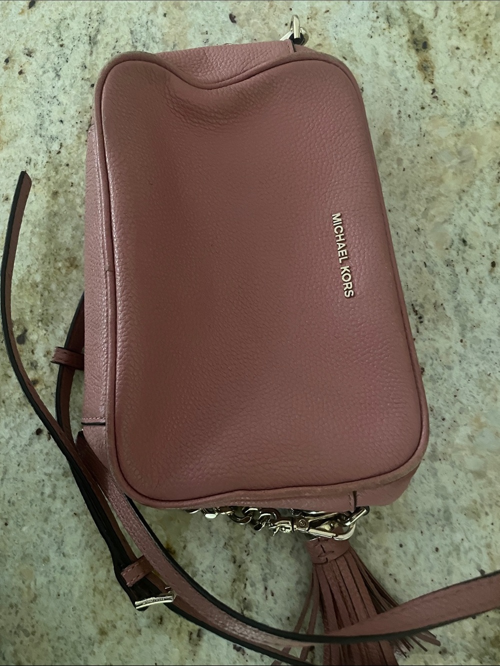 Michael Kors Dusty Rose Leather Tassel Crossbody Bag - Picture 6 of 9